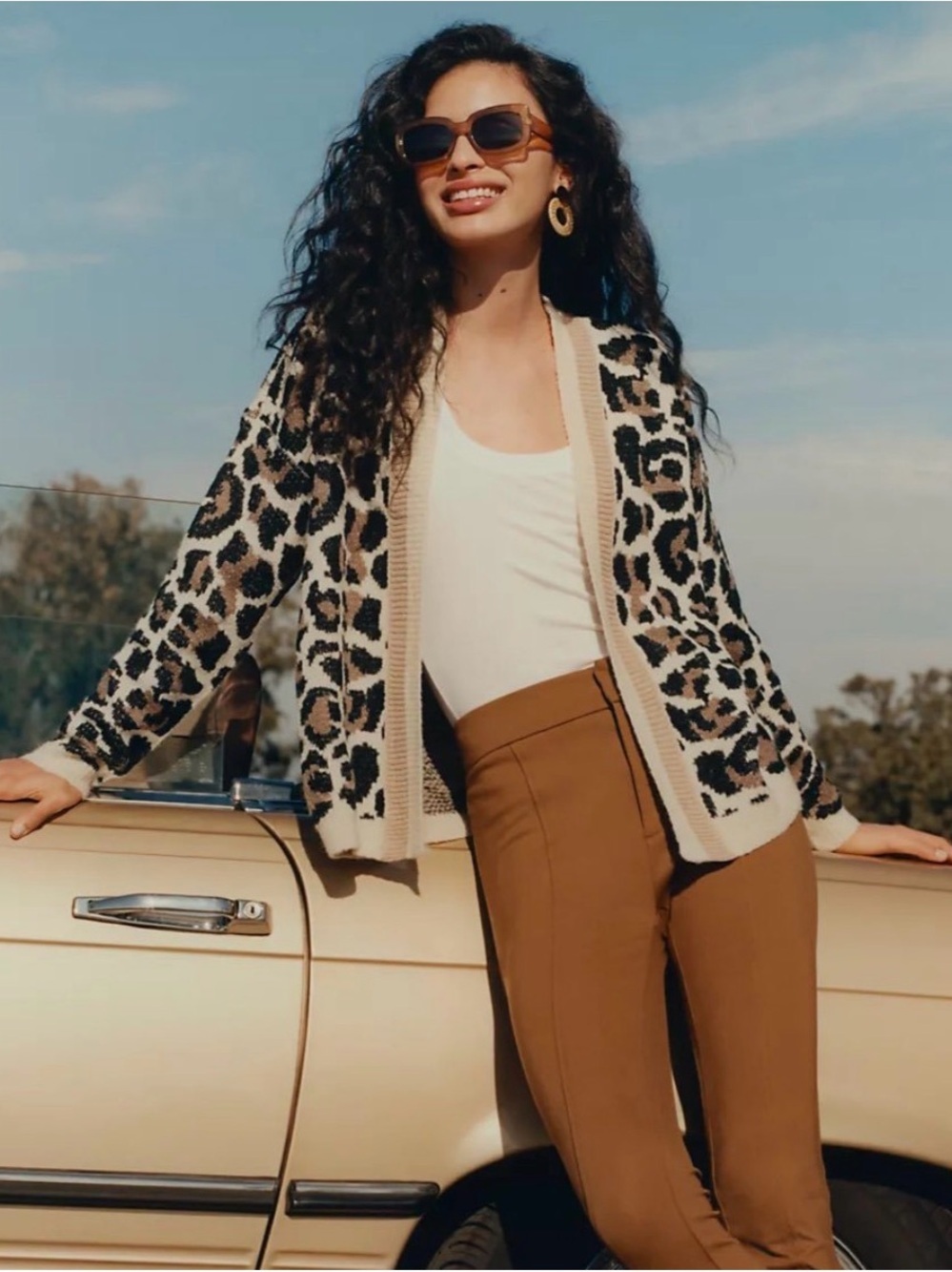 Anthropologie Line & Dot Luella Leopard Print Cardigan Sz XS Open Front Casual